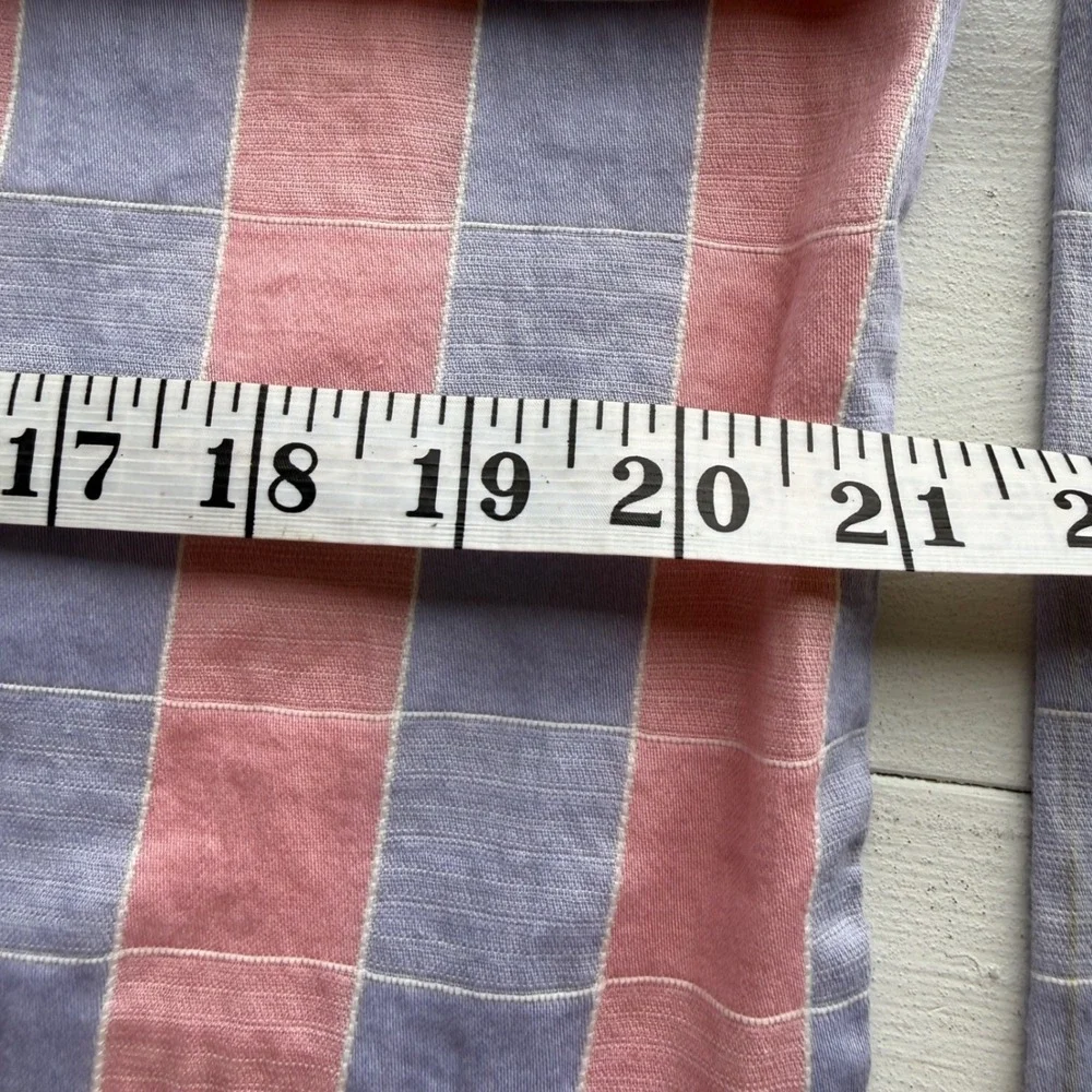 Vintage Pink and Blue Striped Cotton Pillowcase Set of 2 20x28 Home Decor 0910